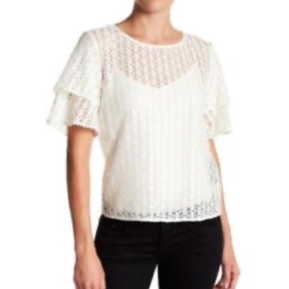 The Kooples Lace Tiered Sleeve Top - Picture 1 of 4